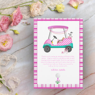Cartão De Agradecimento Carrinho de Golfe Rosa Com Suprimentos para Bebê C