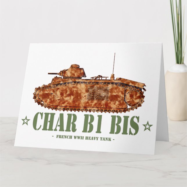 Cartão De Agradecimento Carro B1 bis Segunda Guerra Mundial 2 Tanque pesad (Frente)