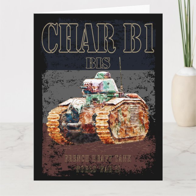 Cartão De Agradecimento Carro B1 Bis Tanque pesado francês da Segunda Guer (Frente)