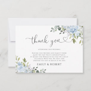 Cartão De Agradecimento Carro de casamento "Eucalipto Floral Azul Empoeira