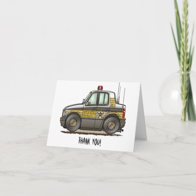 Cartão De Agradecimento Carro-patrulha do xerife (Frente)