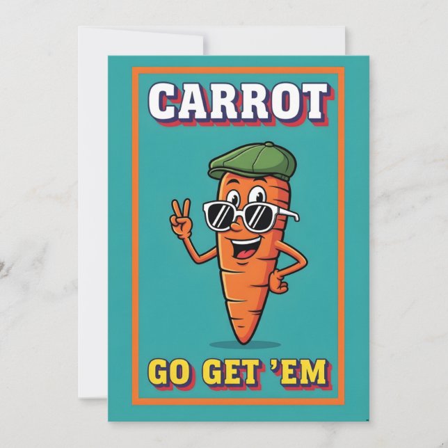 Cartão De Agradecimento Carrot Go Get ’Em funny carrot pun motivational (Frente)