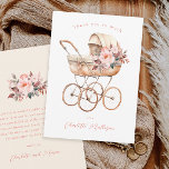 Cartão De Agradecimento Carruagem Vintage Baby  Rosa Chá de fraldas Floral<br><div class="desc">Cartões de agradecimentos De Chá de fraldas Floral Cor-De-Rosa,  Carruagem Vintage Baby. Clique no botão personalizar para personalizar este design com seus detalhes.</div>
