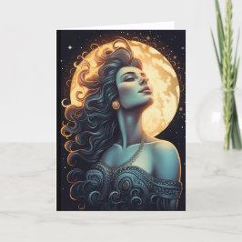 Cartão De Agradecimento Carta de Saudação de Moon Goddese