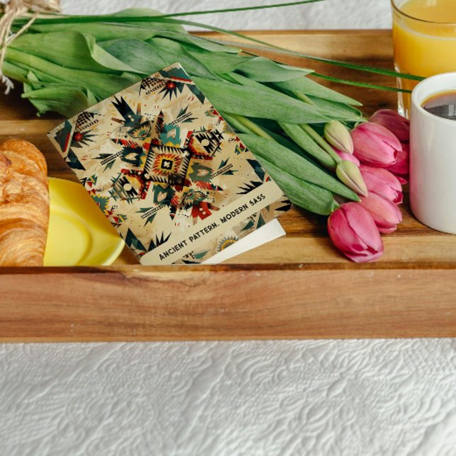 Cartão De Agradecimento Cartão-Padrão de Tribo de Arte Étnica Nativa Ameri ( Native American Ethnic Art Tribe Pattern, vintage-inspired tribal design, showcases geometric shape)