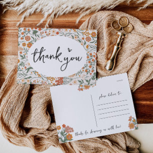 Cartão De Agradecimento Cartão-postal Russo de Chá de fraldas de flor selv