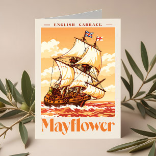 Cartão De Agradecimento Cartaz de Arte Vintage do Navio Mayflower Carraca