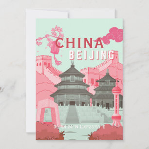 Cartão De Agradecimento Cartaz de Viagem de Pequim China Arte Verde Ment