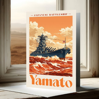 Cartão De Agradecimento Cartaz Marítimo Antigo do Couraçado Japonês Yamato