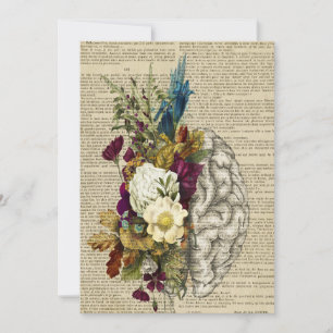 Cartão De Agradecimento cartaz médico floral de anatomia do cérebro