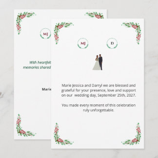 Cartão De Agradecimento Carte de remerciement mariage