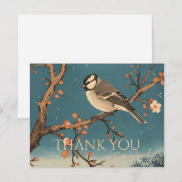 Cartão De Agradecimento Carte De Remerciements Moonlit Bird on Blossom Bra
