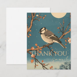 Cartão De Agradecimento Carte De Remerciements Moonlit Bird on Blossom Bra