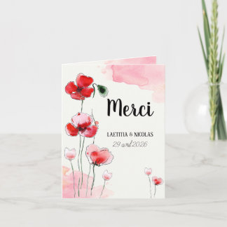 Cartão De Agradecimento Carte de remerciements pliée "Coquelicots"