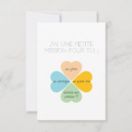 Cartão De Agradecimento Carte demande de Parrain / Marraine -Trèfles cœurs