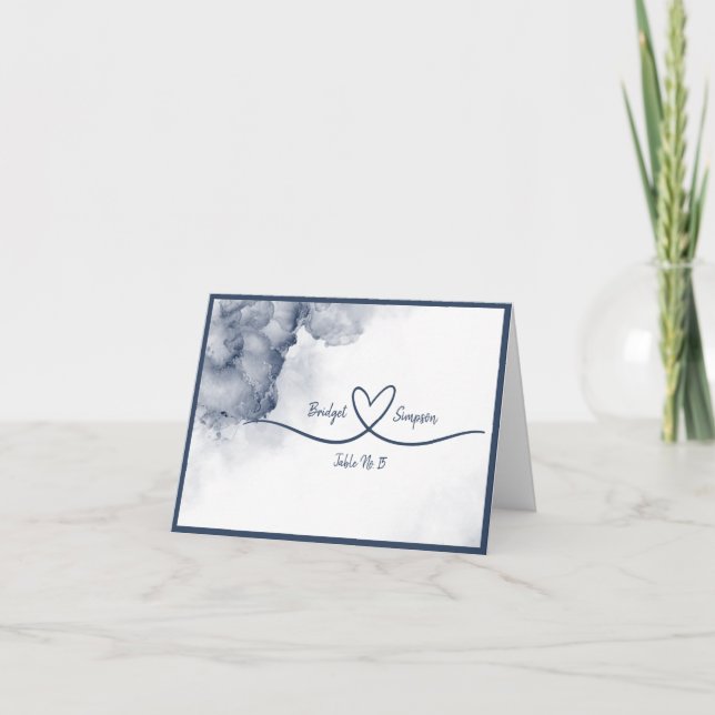 Cartão De Agradecimento Cartões-assentos, elegantes, com Marble, Dusty Blu (Frente)
