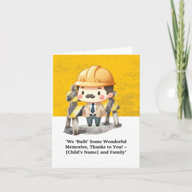 Cartão De Agradecimento "Cartões de agradecimentos De Construção - Aprecia (Frente)