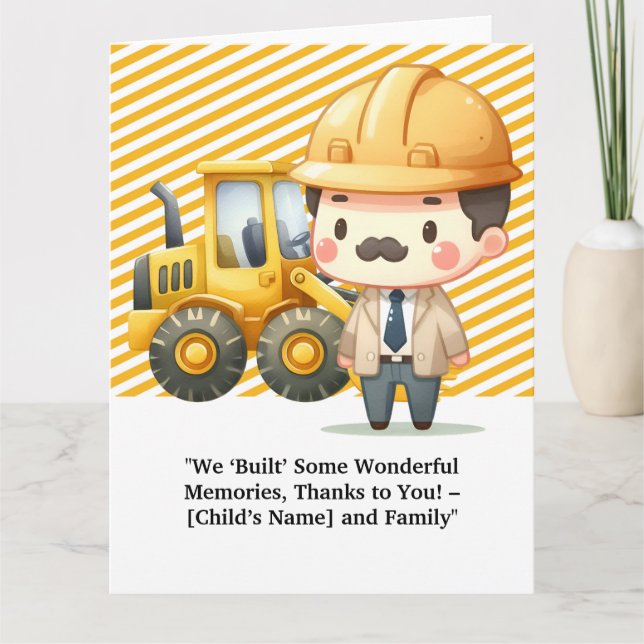 Cartão De Agradecimento "Cartões de agradecimentos De Construção - Aprecia (Frente)