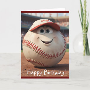 Cartão De Agradecimento Cartoon Baseball Birthday Card