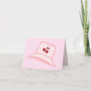 Cartão De Agradecimento Cartoon Bebê Rosa Coquette Cereja Bucket Hat