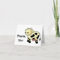 Cartoon Dairy Cow Obrigado Nota