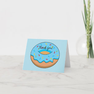 Cartão De Agradecimento Cartoon de Rosquinha azul Adicionar texto