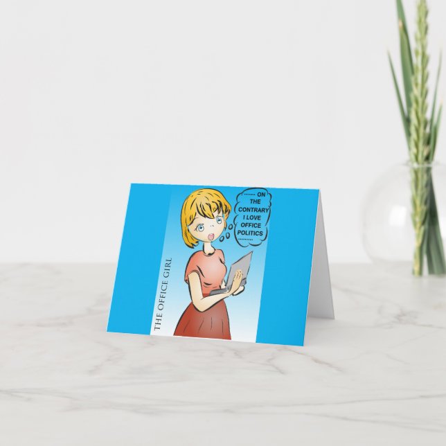Cartão De Agradecimento Cartoon do Office Politics (Frente)