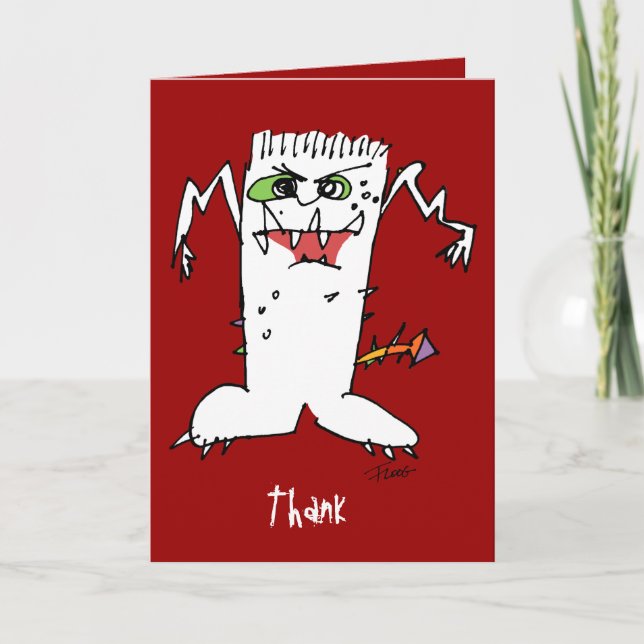 Cartão De Agradecimento Cartoon Monsters Thank You Card (Frente)