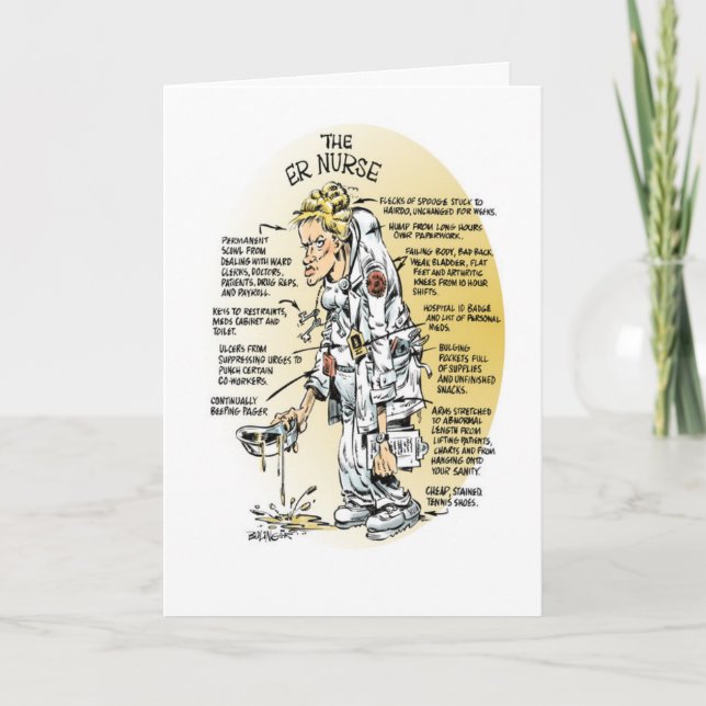 Cartão De Agradecimento Cartoon thank you to standout ER nurse & heroine (Frente)