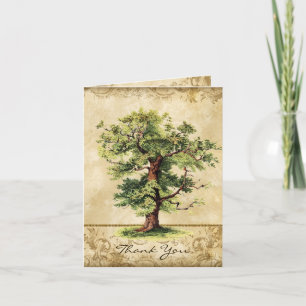 Cartão De Agradecimento Carvalho Antigo Árvore da Vida Redemoinhos Gravura