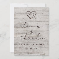 Carved Sweethearts Rustic Weding Love and Obrigado