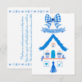 Cartão De Agradecimento Casa Azul Personalizada Obrigado Chá de fraldas