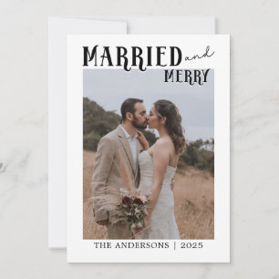Cartão De Agradecimento Casados e Feliz Natal Férias de Recém-Casados