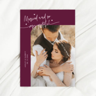Cartão De Agradecimento Casados e Gratos Foto de Casamento Cranberry