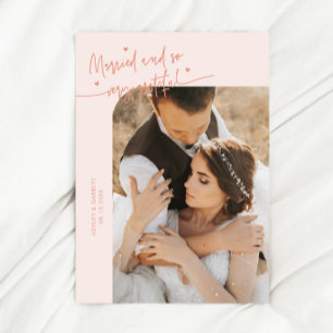 Cartão De Agradecimento Casados e Gratos Foto de Casamento Pêssego
