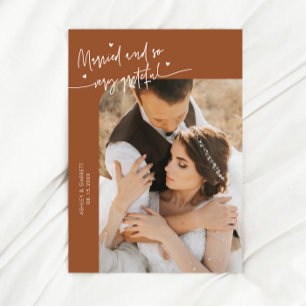 Cartão De Agradecimento Casados e Gratos Foto de Casamento Terracota