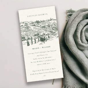 Cartão De Agradecimento Casais de esboço de montanha da Winery verde Convi