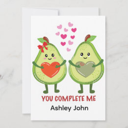 Cartão De Agradecimento Casal de Abacate Kawaii Você Me Completa 