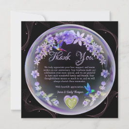 Cartão De Agradecimento Casal de Aniversário de Casamento Floral Roxo Eleg