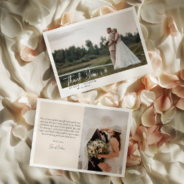 Cartão De Agradecimento Casal de Casamento Fotográfico Minimalista