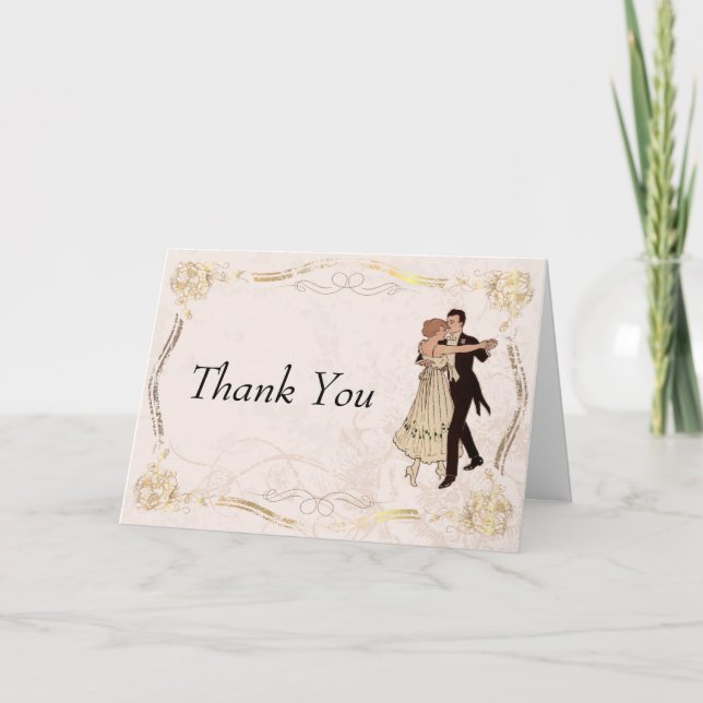 Cartão de Agradecimento Casal de Dança Vintage dos (Frente)