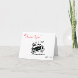 Cartão De Agradecimento Casal de Estilo de 50 no Casamento do Carro