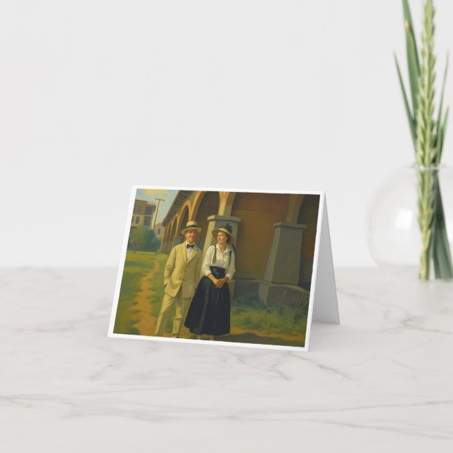 Cartão De Agradecimento Casal de Vintage Courtin (Frente)