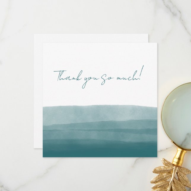 Cartão De Agradecimento Casal Watercolor Abstract (Frente/Verso In Situ)