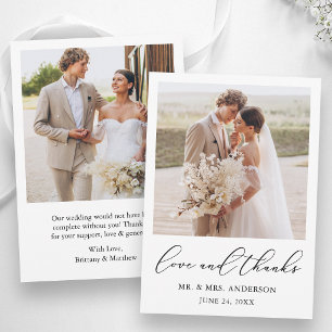 Cartão De Agradecimento Casamento 2 Foto Moderno Minimalista Caligrafia Am