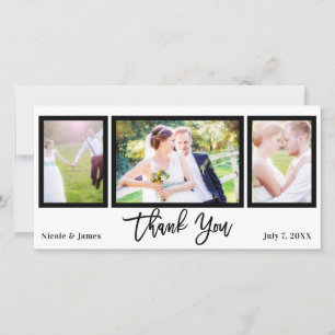 Cartão De Agradecimento Casamento 3 Foto Imagem Preto Branco Obrigado
