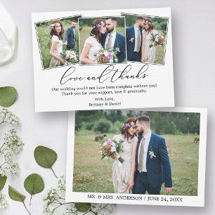 Cartão De Agradecimento Casamento 4 Foto Moderna Mínima Caligrafia