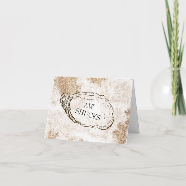 Cartão De Agradecimento Casamento à Beira-Mar com Ostras em Aquarela Moder (Frente)