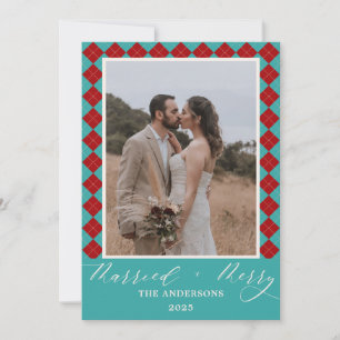 Cartão De Agradecimento Casamento Alegre e Feliz Natal de Casamento