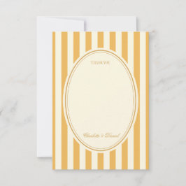 Cartão De Agradecimento Casamento Amarelo Mostarda Personalizado Listrado